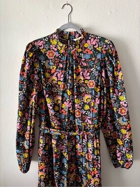 Boden Floral Maxi Dress in Black with Pink, Yellow & Blue Print